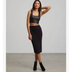 Marciano black matte satin skirt with side lacing